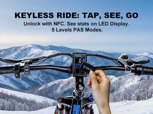 EOEOTWO 1500W Peak Electric Mountain Bike for Adults, 48V20Ah Battery, 30MPH Top Speed, 26" Fat Tire E-Bike with NFC, US Stock