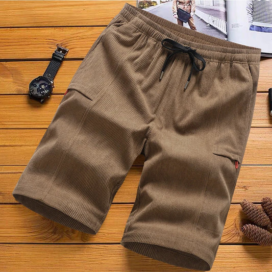Men Shorts Summer New Solid Color Lace-up Sweatpants Corduroy Simple Quarter Shorts Men's Shorts Casual Pants Gym Cargo Shorts