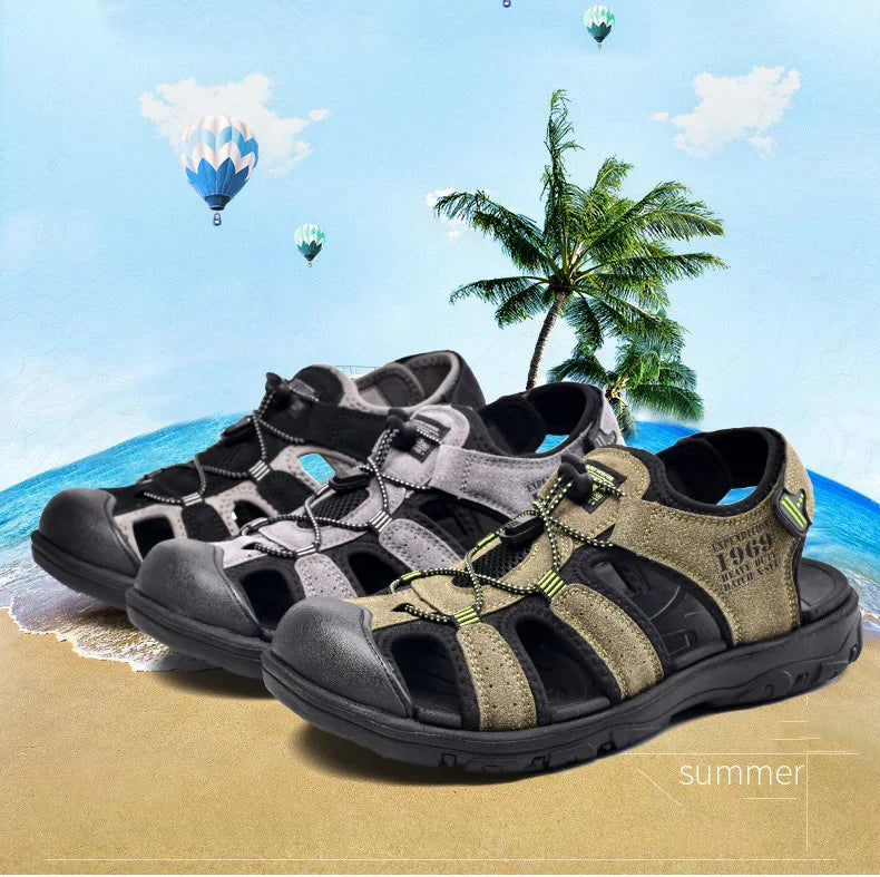 Men Sandals PU Leather Male Summer Shoes Outdoor Walking Beach Flat Sandals Shoes For Men Sneakers sandalias hombre