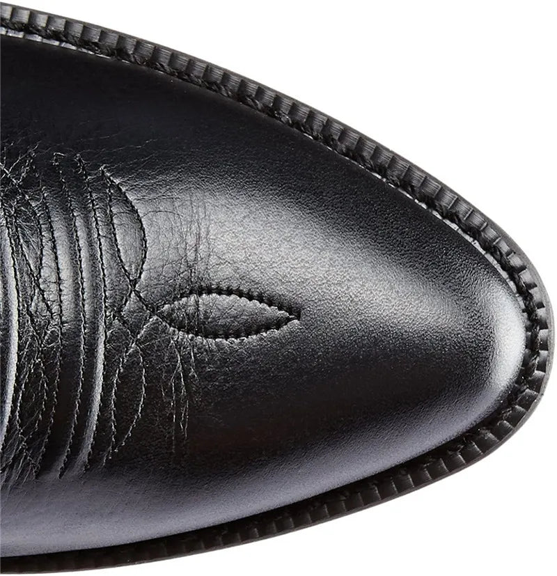 Men Boot 2025 Mid Calf Western Cowboy Motorcycle Boots Male Autumn Outdoor PU Leather Totem Med Heel Fashion Designed Men Boots