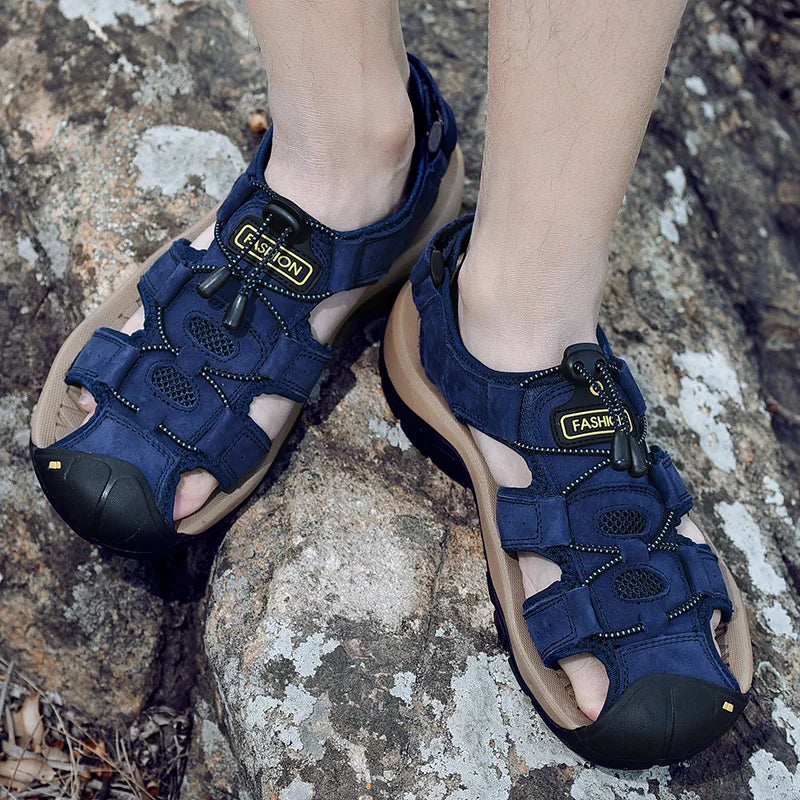 Men's Sandals Leather Casual Shoes for Men Outdoor Leather Sandals for Men Men's Beach Shoes Roman Sandals Large Sizes