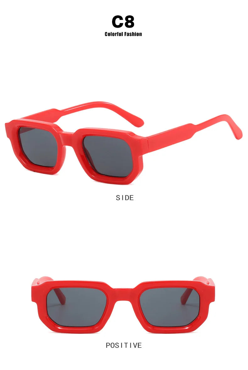 Men Vintage Rectangle Frame Sunglasses Fashion Retro Sun Glasses Luxury Brand Design UV400 Shades Eyewear Women Goggles