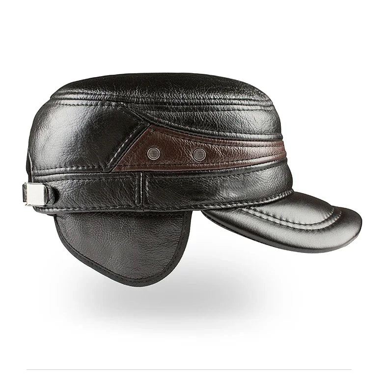 Adjustable Size Leather Baseball Cap Men's Winter Hat New Thicker Warm Cowhide Simple Fashion Male Bone Snapback Dad's Hats