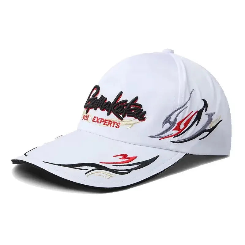 Summer Fishing Cap for Men and Women, Waterproof Sun Protection, Embroidery Cotton Caps, Outdoor Sports Hats, Black