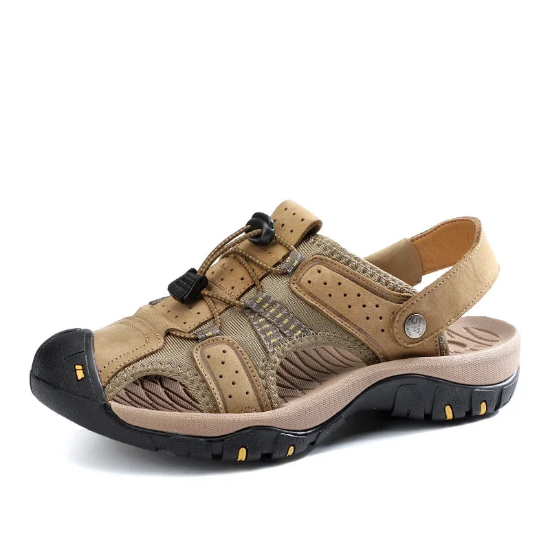 Genuine Leather Men Shoes 2023 Summer New Men's Beach Sandals Classic Men Outdoor Casual Sandals Slippers Plus Size 38-47