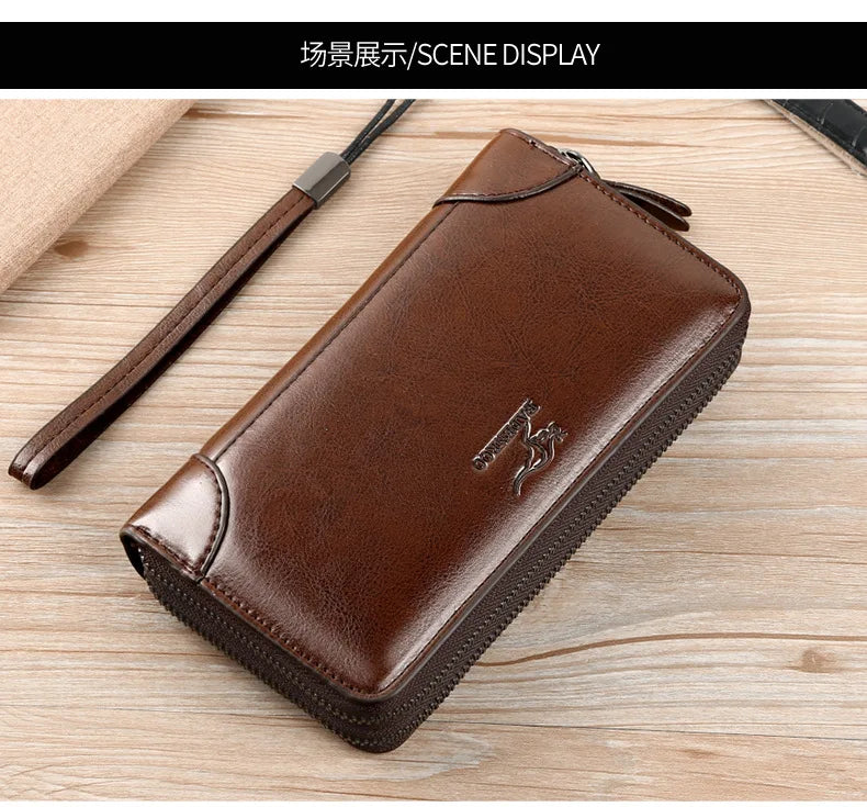 High Quality Pu Leather Wallet Men's Long Zipper Wallet for Men RFID Blocking Business Clutch Bag Credit Card Holder Man Purse