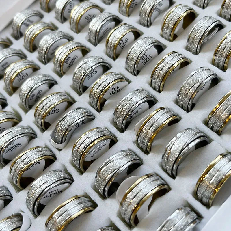 10Pcs/Lot Factory Wholesale Mixed Pattern Style Stainless Steel Ring For Men and Women Jewelry Rings Lot Never Fade