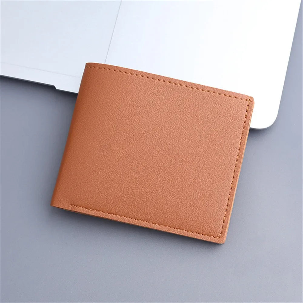 New Men Short PU Leather Wallet Simple Solid Color Thin Male Credit Card Holder Small Money Purses Business Foldable Wallet