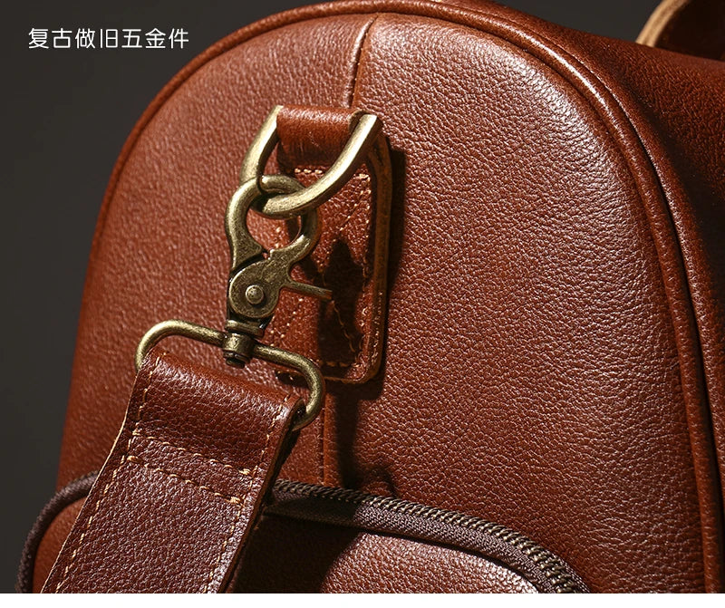LUOKIR High Quality Men's Travel Bag Genuine Leather Luxury Luggage Bag Women's Weekend Duffle Bag Vintage Business Handbag