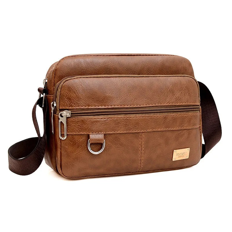 Men's PU Leather Crossbody Shoulder Bags High quality Tote Fashion Business Man Messenger Bag  Leather Bags fanny pack