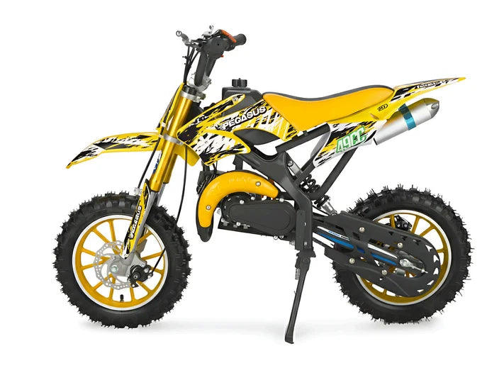 49cc Kids Dirt Bike, 2-Stroke Gas Powered Mini Motorcycle for Kids 8-14, Dual Disc Brakes, Front & Rear Suspension, 10” Off-Road