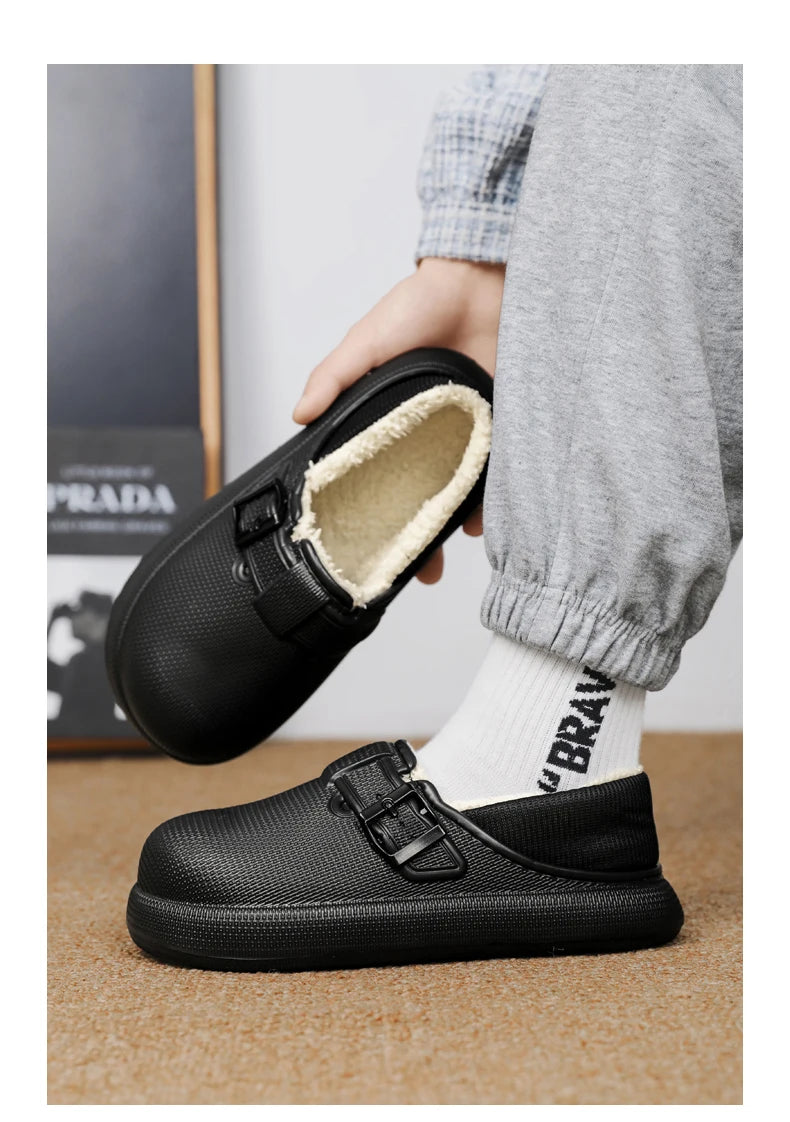 Winter Slippers for Men Half Shoes Anti-Skid Kitchen Shoes Lightweight Eva Slides Comfortable Male Sandals Chaussures Homme Luxe