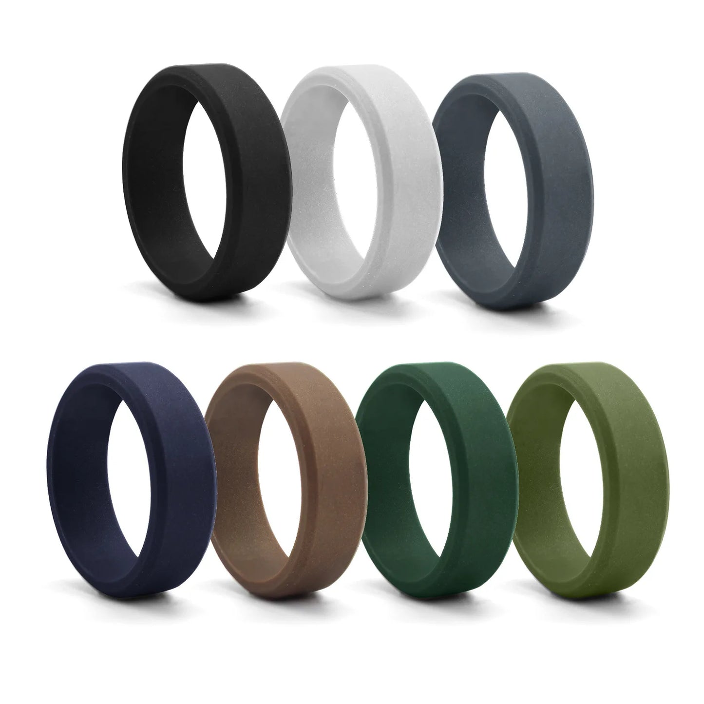 1pc 8mm New Sports Rings Hypoallergenic Mens Wedding Silicone Finger Ring Gift For Men 7-14 Size Outdoor Running Jewelry