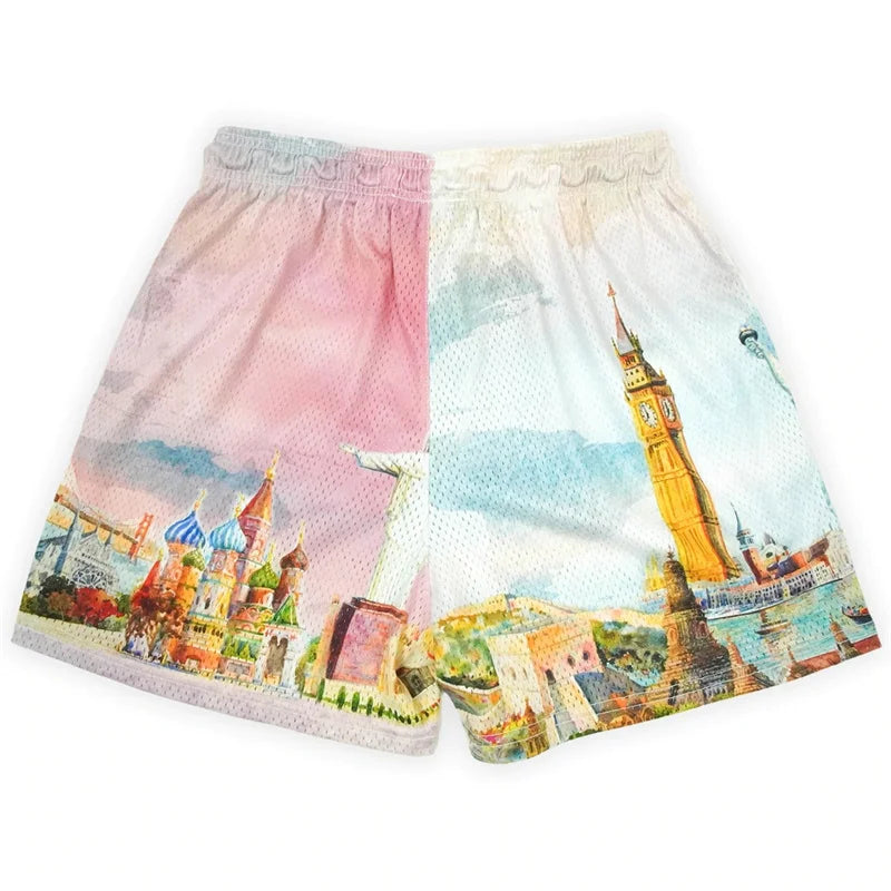 Summer New men short pant Rose Design Casual Shorts Street Hip Hop Fitness Polyester Fast Dry Breathable Embroidery Men Shorts