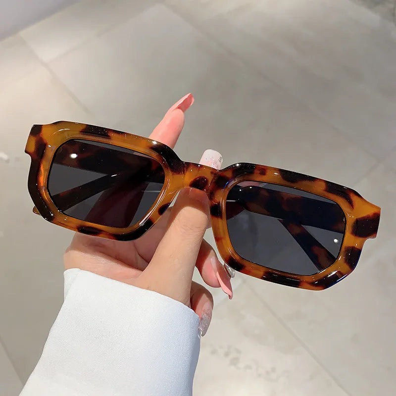 Men Vintage Rectangle Frame Sunglasses Fashion Retro Sun Glasses Luxury Brand Design UV400 Shades Eyewear Women Goggles