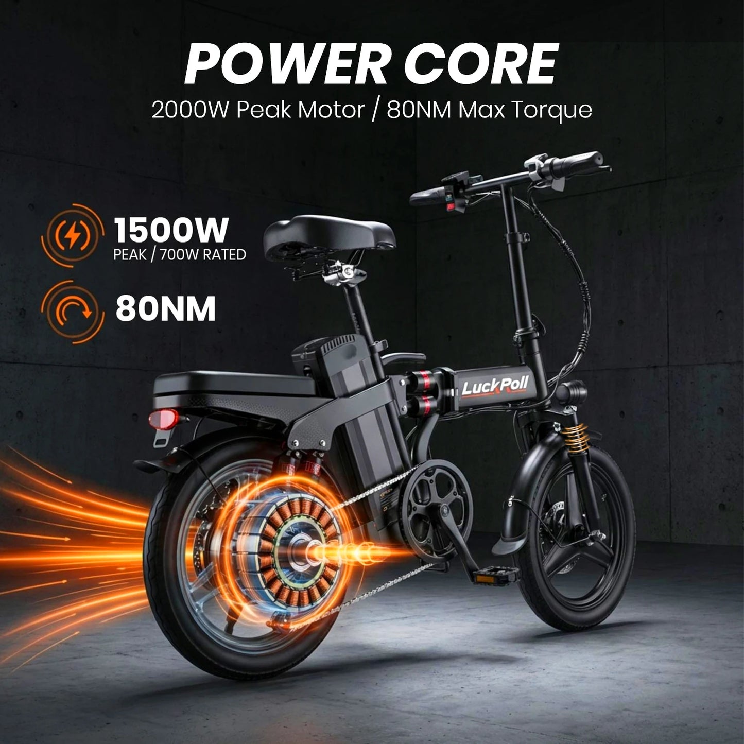 750W/1500w Adult Electric Bike, 20 MPH, 48V 10.4Ah/52V 25Ah Removable Battery, 14 Inch Folding Electric Bike, Dual Disc Brake