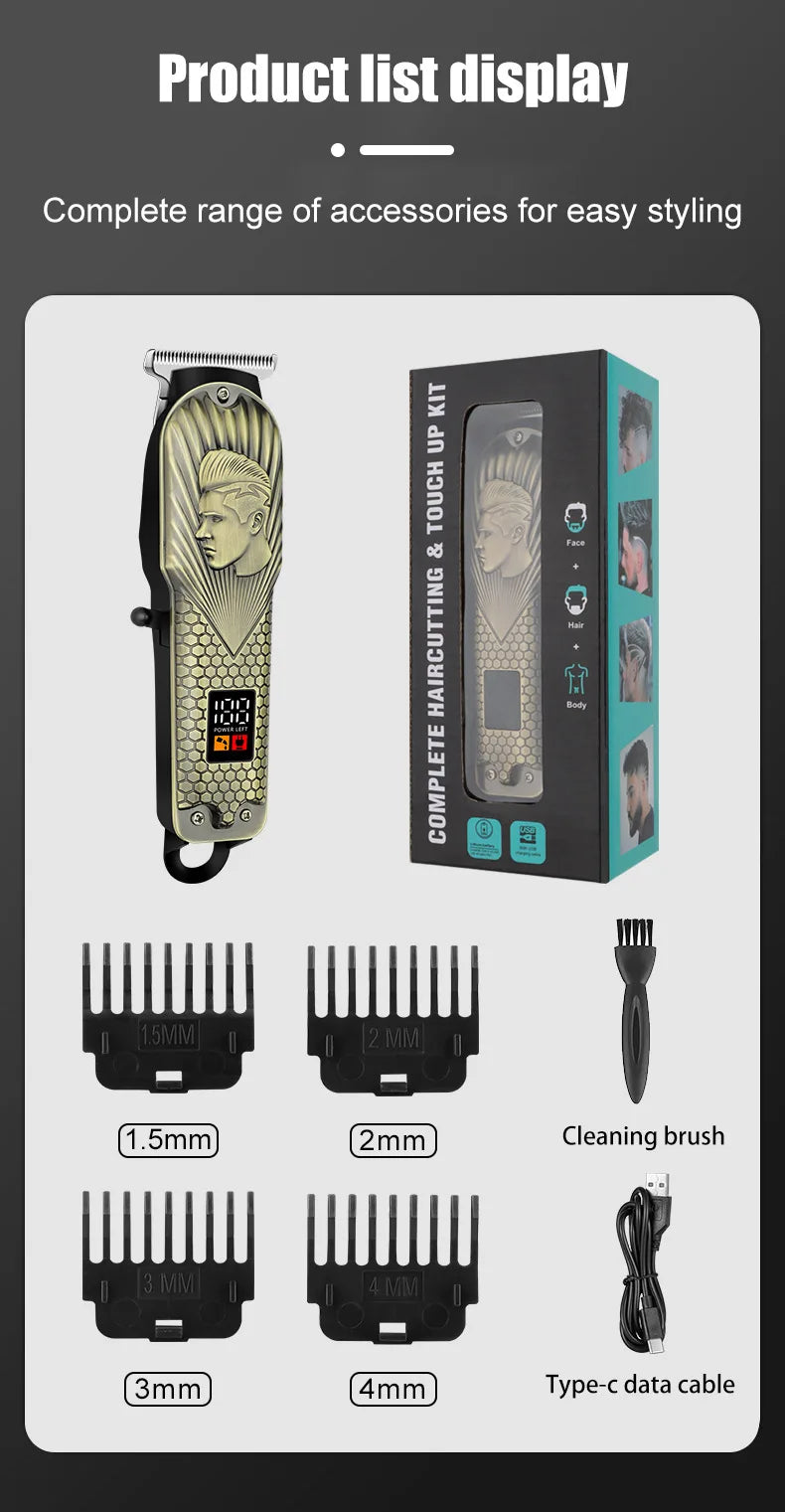 Professional Clippers and Trimmers Set,Beard Trimmer, Barber Clippers, Rechargeable Electric Shaver Hair Clippers for Men