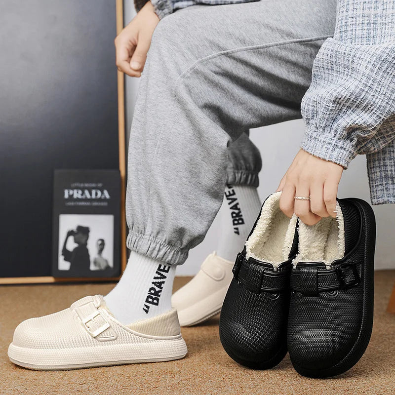Winter Slippers for Men Half Shoes Anti-Skid Kitchen Shoes Lightweight Eva Slides Comfortable Male Sandals Chaussures Homme Luxe
