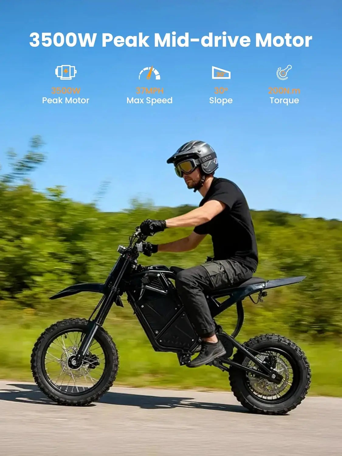 X1 Electric Dirt Bike for Teens Adults,3500W Peak Mid-Drive Motor,38MPH&53-Miles Off-Road Electric Motorcycle with, Customized