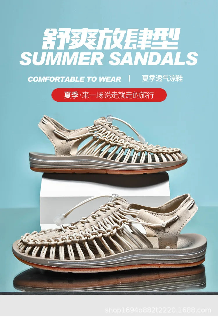Men's Sandals Woven Casual Mens Beach Shoes 2025 New Comfortable Soft Men's Sandals Summer Casual Shoes for Men Sandalias Hombre