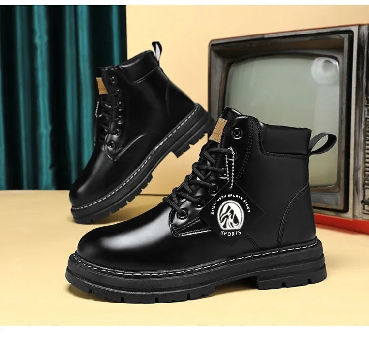 Men's Footwear Resistant Waterproof High-top Motorcycle Boots Soft Bottom Work Clothes Anti-slip Yellow Boots Men Cowboy Boots