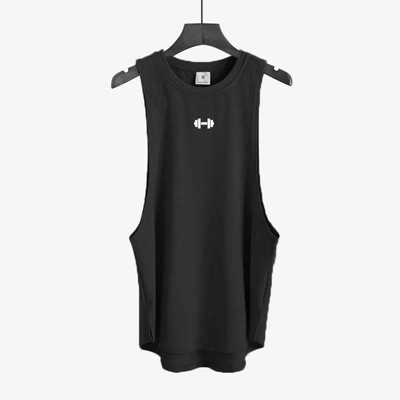 Mens Workout Muscle Sleeveless T-Shirts Gym Bodybuilding Fitness Sport Tank Tops Summer Breathable Cotton Loose Elastic Singlets