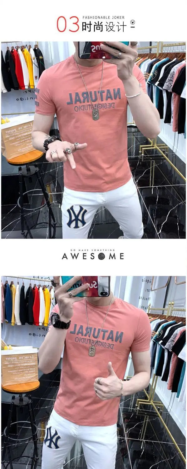 Designer Clothes Men's Summer Casual Cotton T-Shirts O-Neck Letter Print Tops Fashion Handsome Look Short Sleeve T-shirt for Men