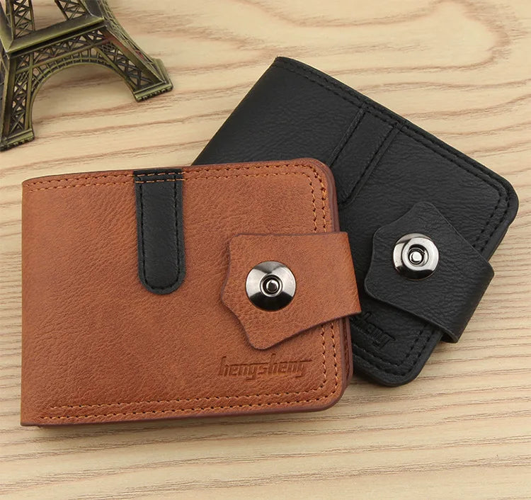 Men's Leather Wallet Short Purse for Man Wallets 2023 Credit Card Holder Money Bag Coin Bag Hasp Small Wallet Portafoglio Uomo
