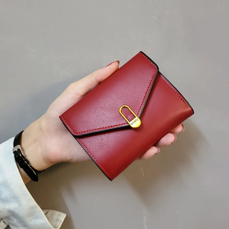 New Leather Women's Wallet Fashionable Three Fold Simple Black High-quality Soft Leather Wallet Leather Small Coin Pocket