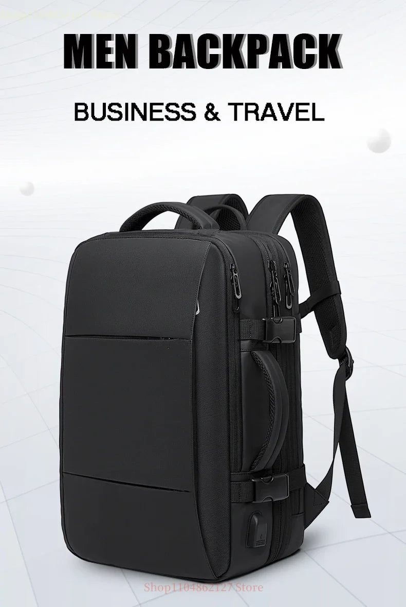 Men's travel backpack waterproof business school expandable laptop bag large capacity USB port stylish casual backpack forTravel