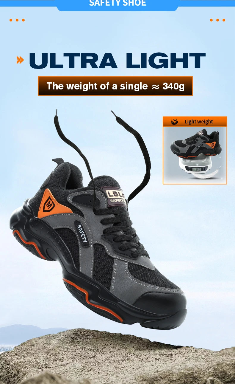 Work Sneakers for Men Safety Shoes Anti-smash Anti puncture Indestructible Shoes Breathable comfort Steel Toe Protection Shoes