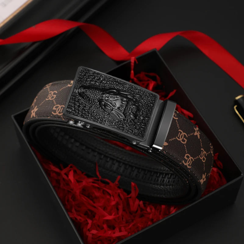 Men belt Leather Belt Metal Alloy Automatic Buckle Brand Luxury Design Waist Belts for Men Strap Male