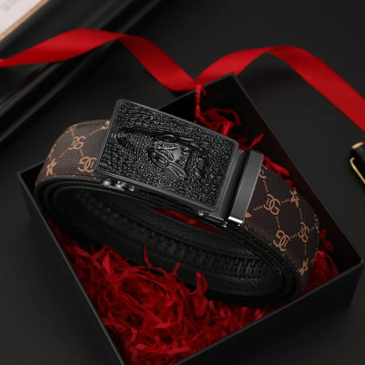 Men belt Leather Belt Metal Alloy Automatic Buckle Brand Luxury Design Waist Belts for Men Strap Male