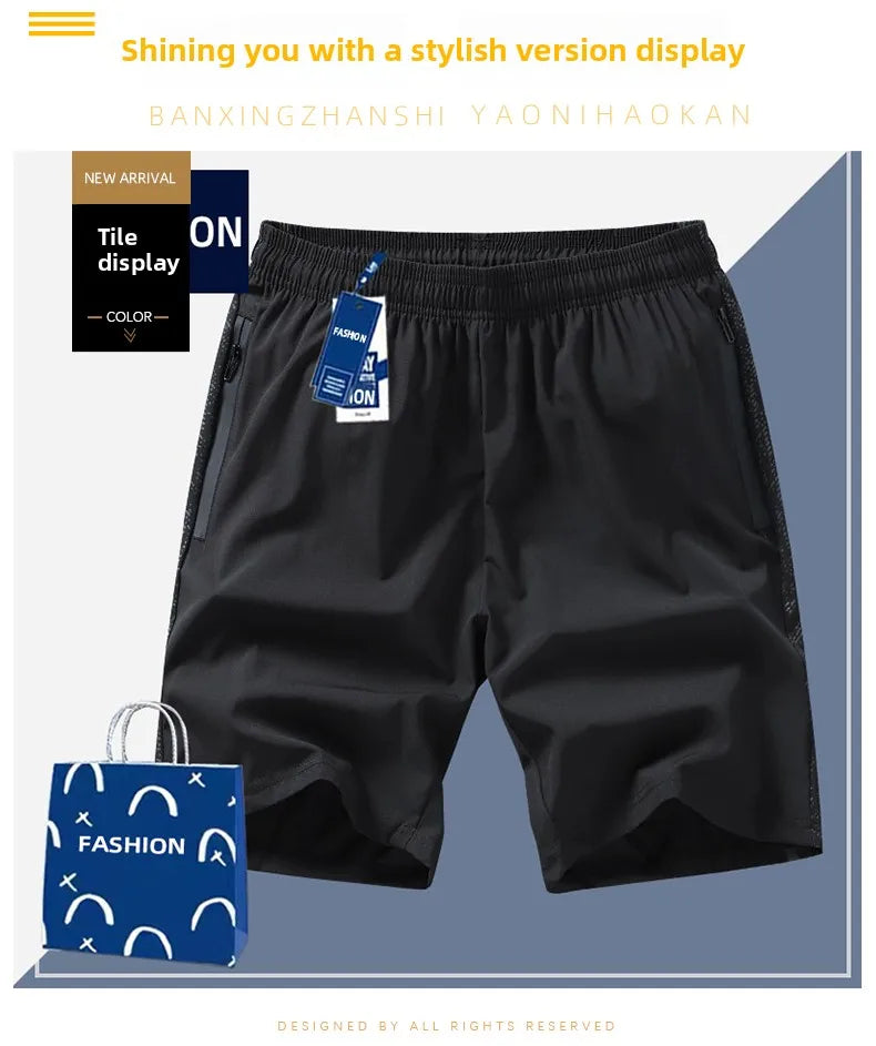 Men s shorts  outdoor casual and fashionable five quarter pants sports breathable men s loose straight leg elastic waist shorts