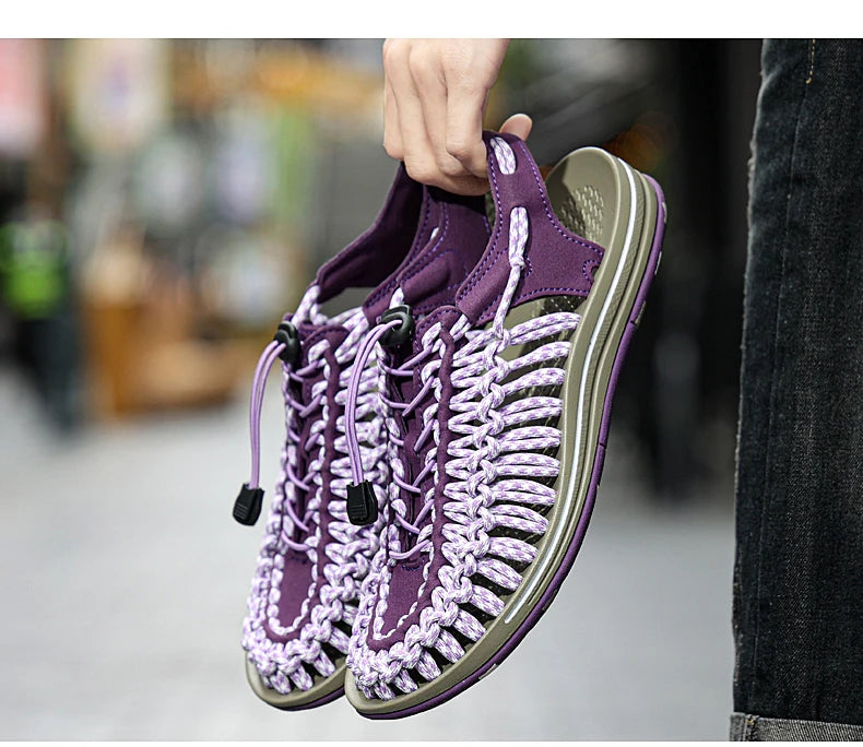 Summer Men Sandals Weaving Design Beach Sandals Breathable Casual Flat Roman Mens Shoes Outdoor Couples Sandals