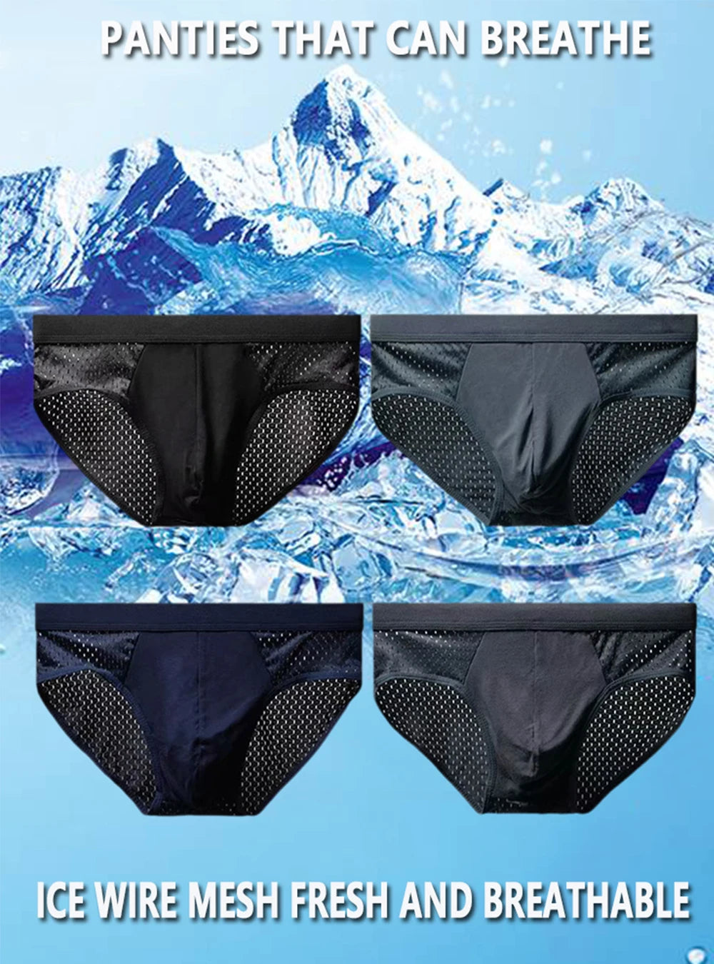 Men Underwear Male Thin Breathable Triangle Panties for Men's Ice Silk Briefs Mesh Sexy Square Corner Pants for men's Shorts