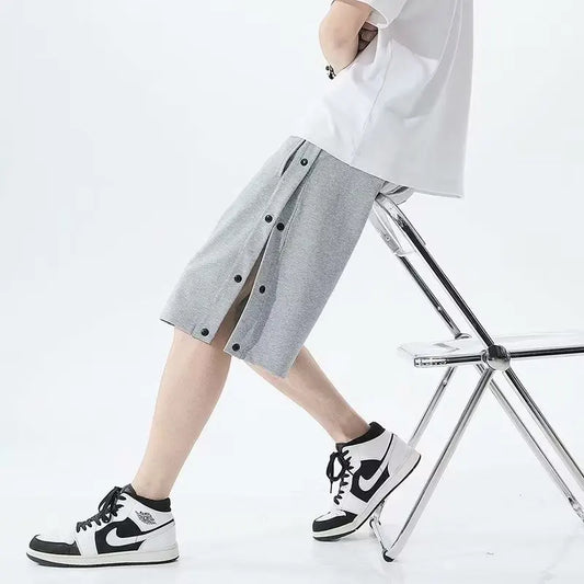Fully Open-breasted Shorts for Men in Summer Korean Style, Wear Loose Casual Couples Sports 5-point Pants