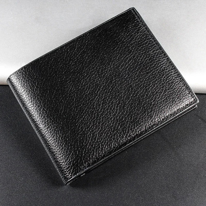 New Men's Wallet Genuine Leather Men Wallets Premium Product Real Cowhide Wallets for Man Short Black Walet Portefeuille Homme