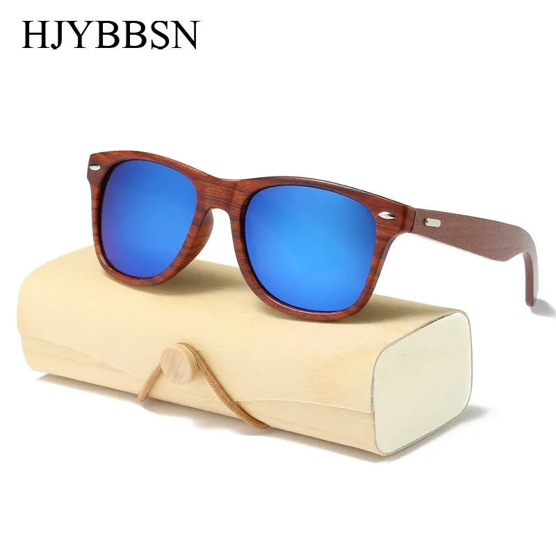 HJYBBSN Handmade Wood Sunglasses Men women square Sunglasses for men women Mirror Wooden Sun Glasses retro de sol masculino