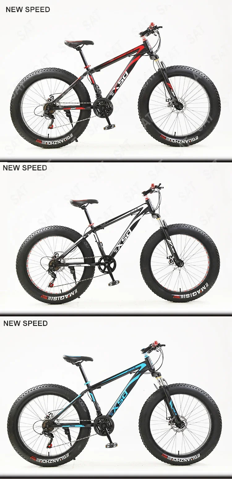 -For 26 X4.0 Fat Tire Men Desert Snow Bike Dual Disc Brake Variable Speed Thick Tire Bicycle