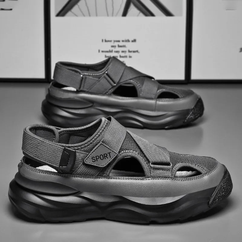 New Men Sandals Cave Casual Baotou Sports Shoes for Men Ankle Sandals Men's Water Proof Sandals for Male Beach Platform Shoes