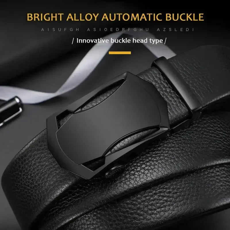 Men's PU Leather Belt Fashion Automatic Buckle Belt Available Belts Leisure Fashion Ratchet Belts for Men Pants Waistband