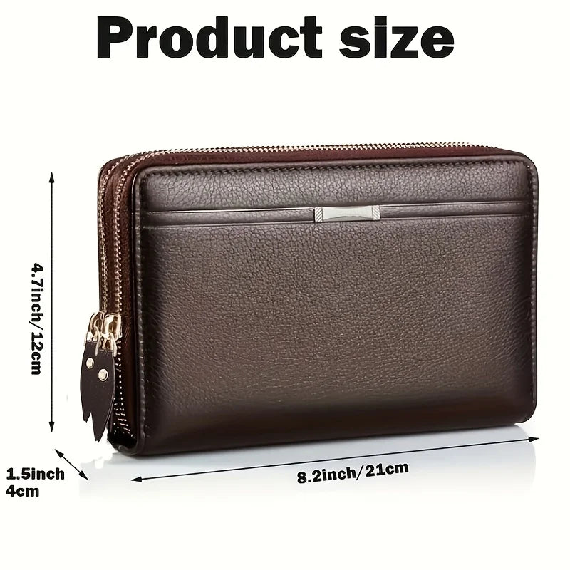 Mens Wallet Long Purse Leather Clutch Large Business Handbag Phone Card Holder Case Gift for Men Father Son Husband Boyfriend