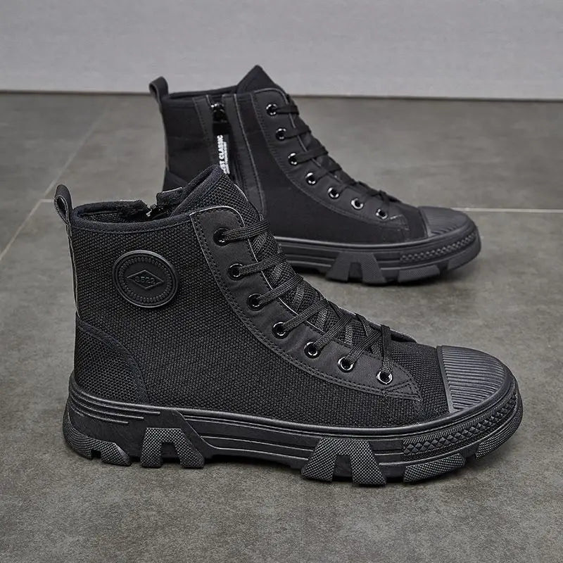 Men's High Cut Boots Warm Winter Lace Up with Fur Outdoor Hiking Male Shoes Platform Retro Original Deals Comfortable Offer Sale