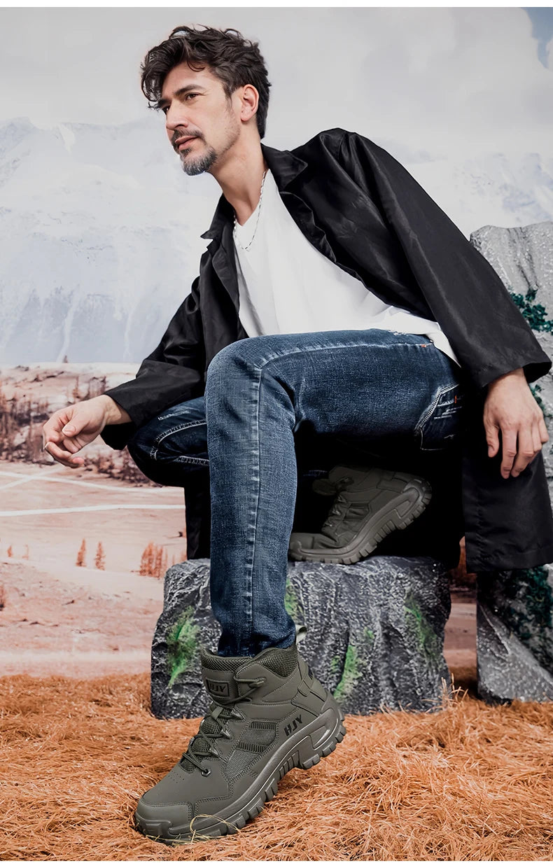 New Men's Boots Fashion Outdoor Boots Breathable Hiking Boots Autumn Shoes Sneakers lightweight Non-slip Men Desert Ankle Boots