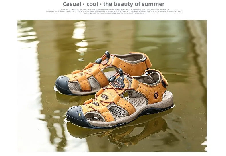 Men Sandals Summer New Large Size Outdoor Casual Beach Shoes Anti Slip Durable Breathable Toe Cover Sandals244