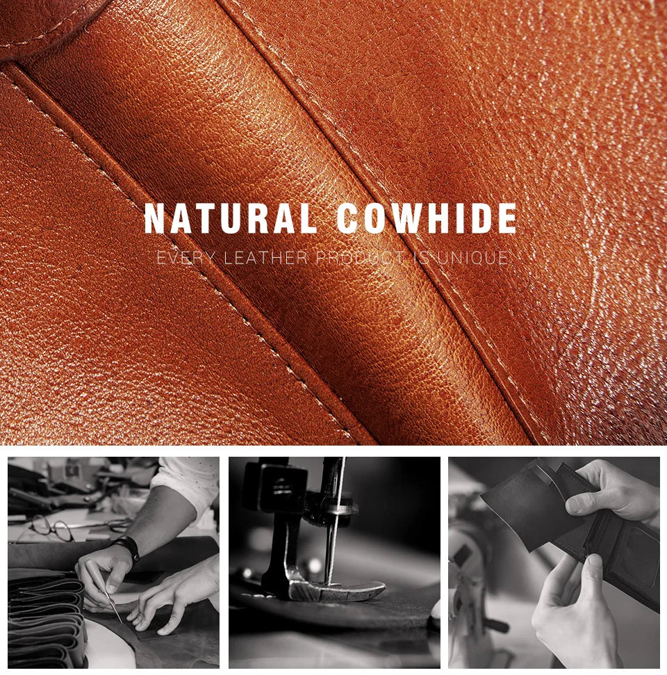 HUMERPAUL Slim Soft Real Leather Wallet for Men RFID Blocking Bifold Multi-card Card Holder ID Purse Male Thin Front Pocket