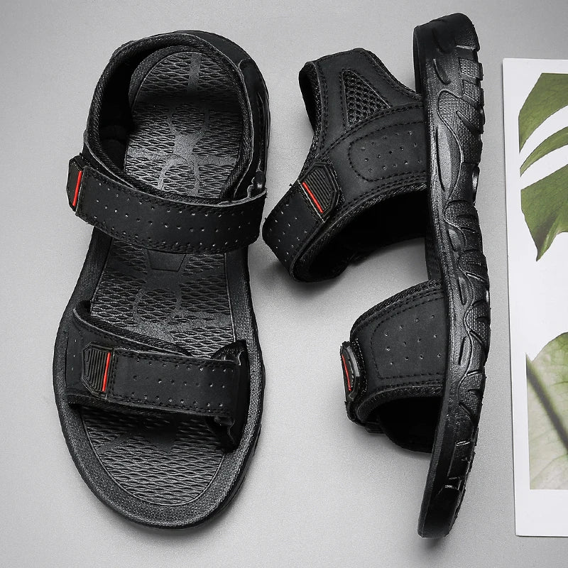 Brand Classic Mens Sandals Summer Genuine Leather Sandals Men Outdoor Casual Lightweight Sandal Fashion Men Sneakers Size 39-47