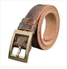 Brass Cowboy Belt Buckle Luxury Men Leather Belt Ceinture Homme Yellow Belts For Men Wide Male Strap Jeans Waist MBT0537