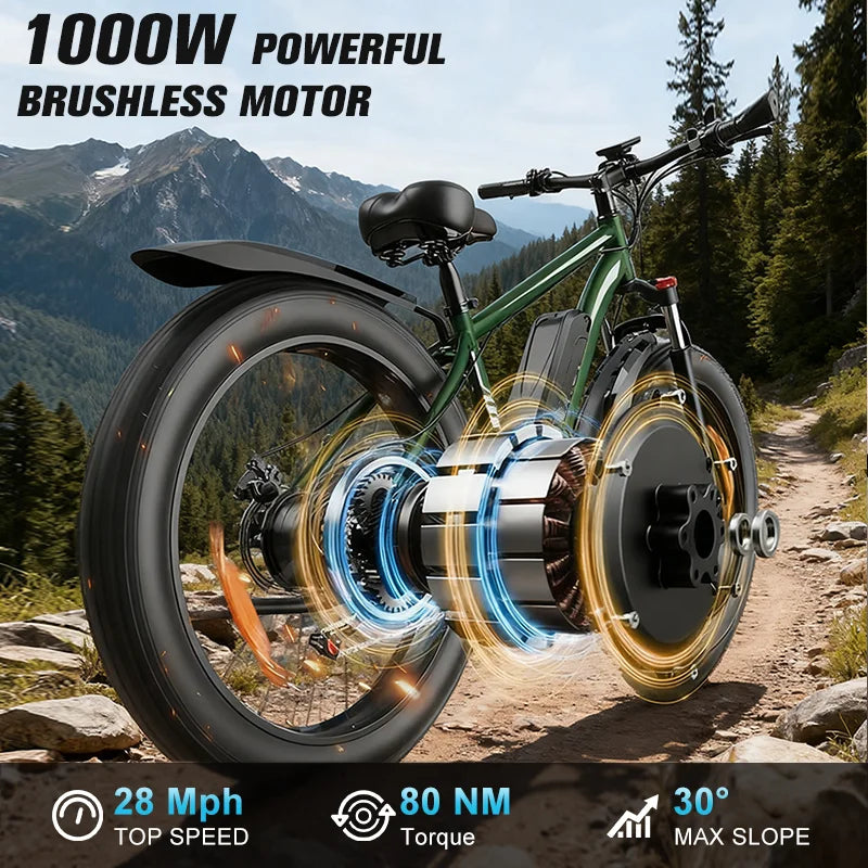 Wholesale off Road 26 Inch Fat Electric Electronic Pedal Assist Cross Trek Bike 1500w Import Bicycle From China